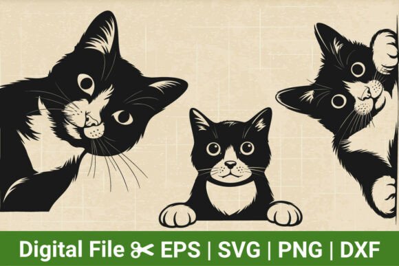 3 Peeking Cat SVG Bundle, Cute Cat SVG
