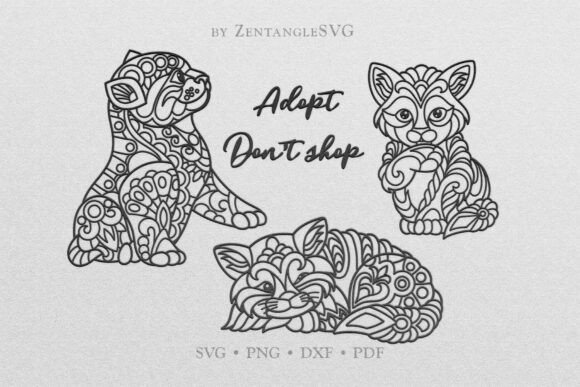 Adopt a Cat SVG, Mandala Cats SVG