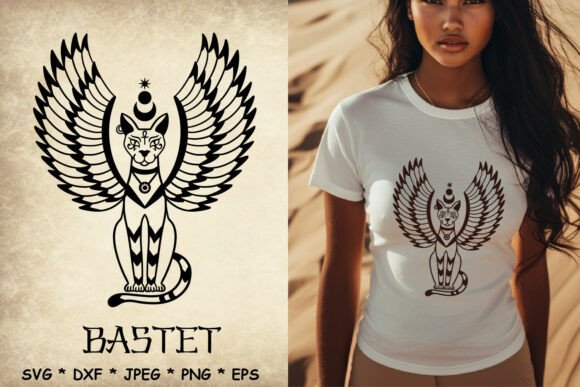 Bastet Winged Cat SVG Cut File