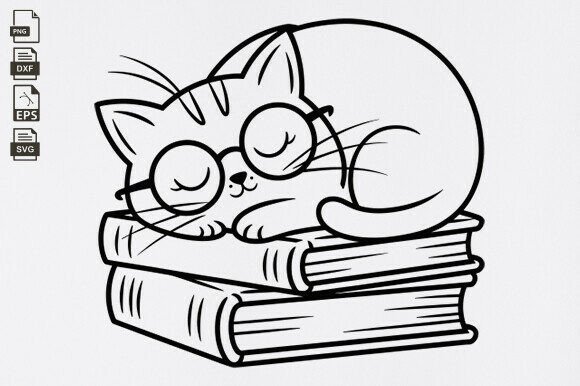 Cat SVG Cat on Books, Funny, Cat Lovers
