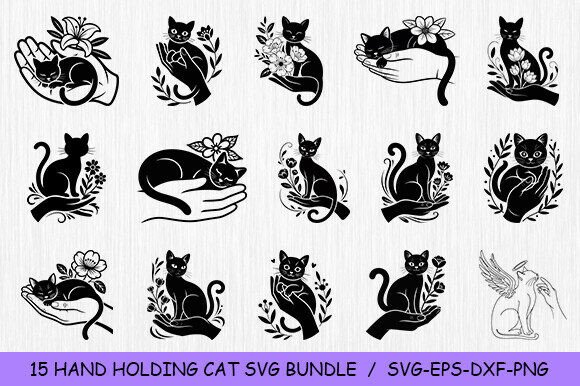 Cat SVG: Hand Holding Cat SVG Bundle