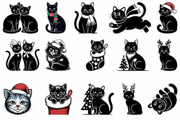 Christmas Black Cat SVG Bundle