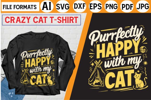 Crazy Cat T-shirt Design Print on Demand