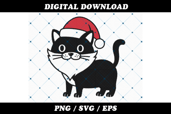 Cute Christmas Cat in Santa Hat