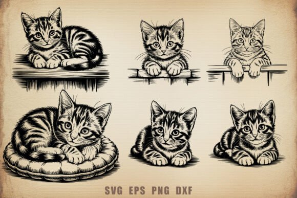 Cute Kitten SVG Bundle Vector