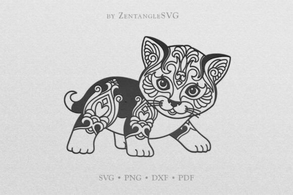 Cute Kitten SVG, Mandala Cat SVG