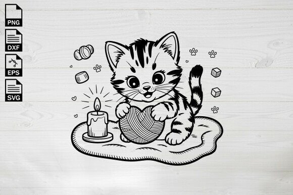 Cute Kitten SVG, Playful Cat Clipart