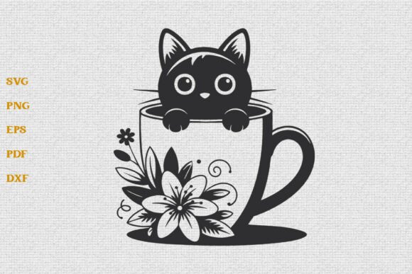 Funny Cat with Flower SVG
