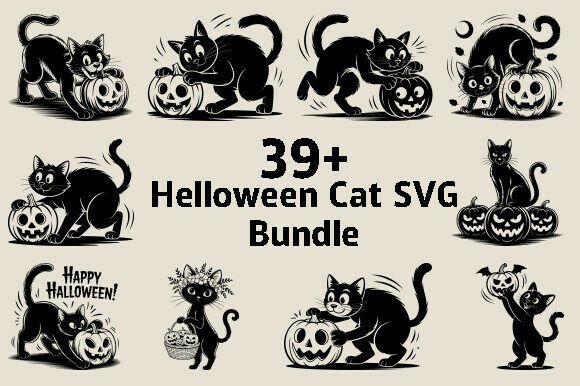 Halloween Cat SVG Bundle: Black Cat SVG