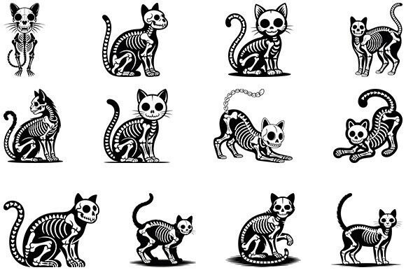 Halloween Cat SVG, Skeleton Cat Bundle
