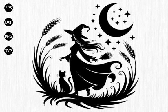 Halloween Witch SVG: Witch and Cat