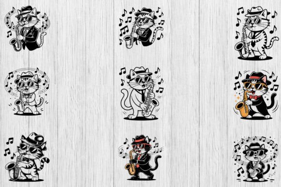 Jazz Cat SVG Bundle: Cat Music SVG