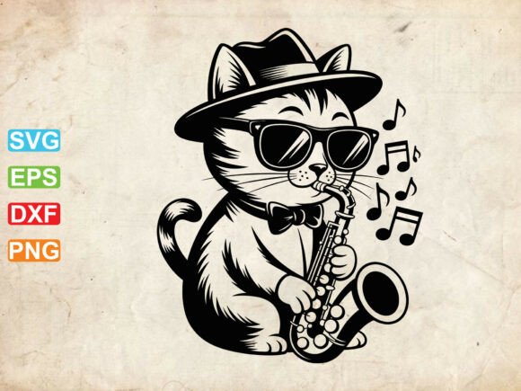 Jazz Cat SVG, Cat Music SVG, Cat Shirt