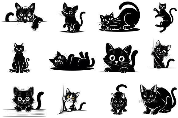 Peeking Black Cat SVG