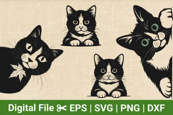 Peeking Cat SVG Bundle, Kitten Svg