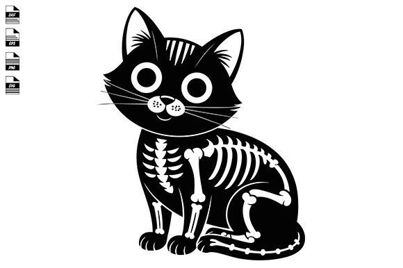 Skeleton Cat Svg, Halloween Cat, Animal