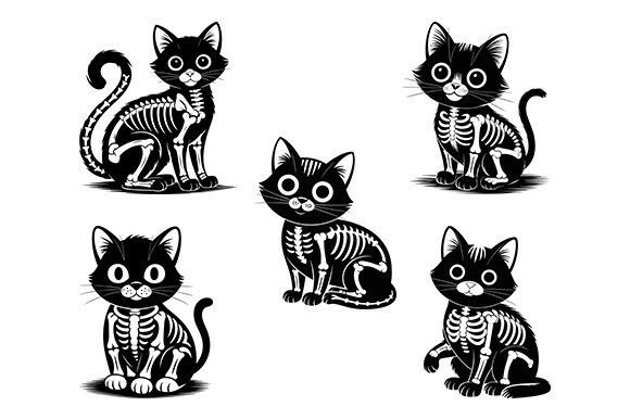 Skeleton Cat Svg, Halloween Cat Bundle
