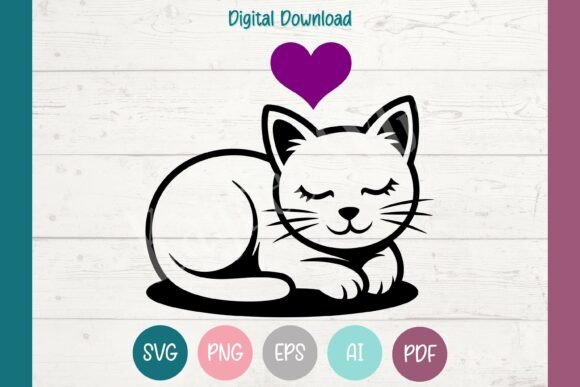 Sleepy Baby Cat SVG Kitten PNG EPS AI