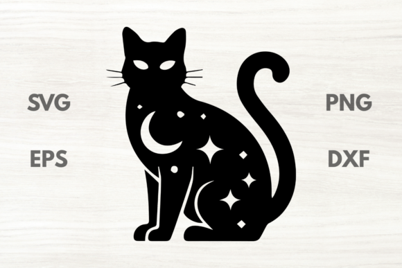 Star Cluster Black Cat SVG
